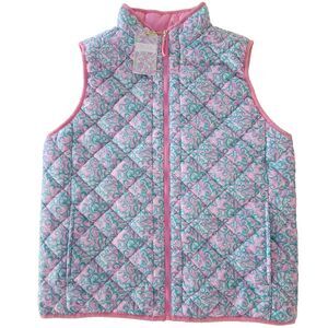 NWT Stella Parker Collection Quilted Vest Sz M Geometric Paisley Pattern Pink